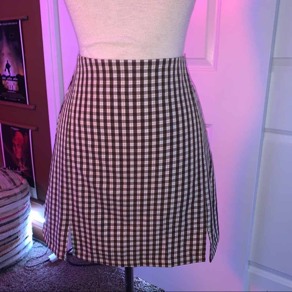Brandy Melville Plaid Brown Cara skirt